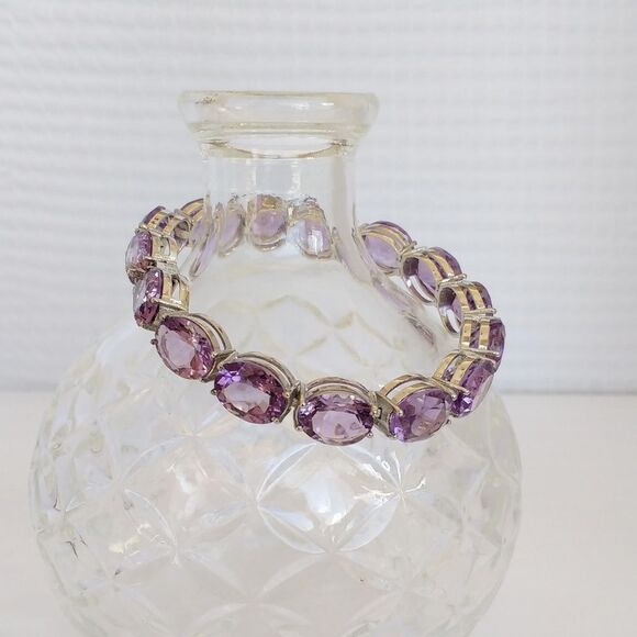 Amethyst Bracelet 48 Carats TW Sterling Silver - Picture 1 of 8